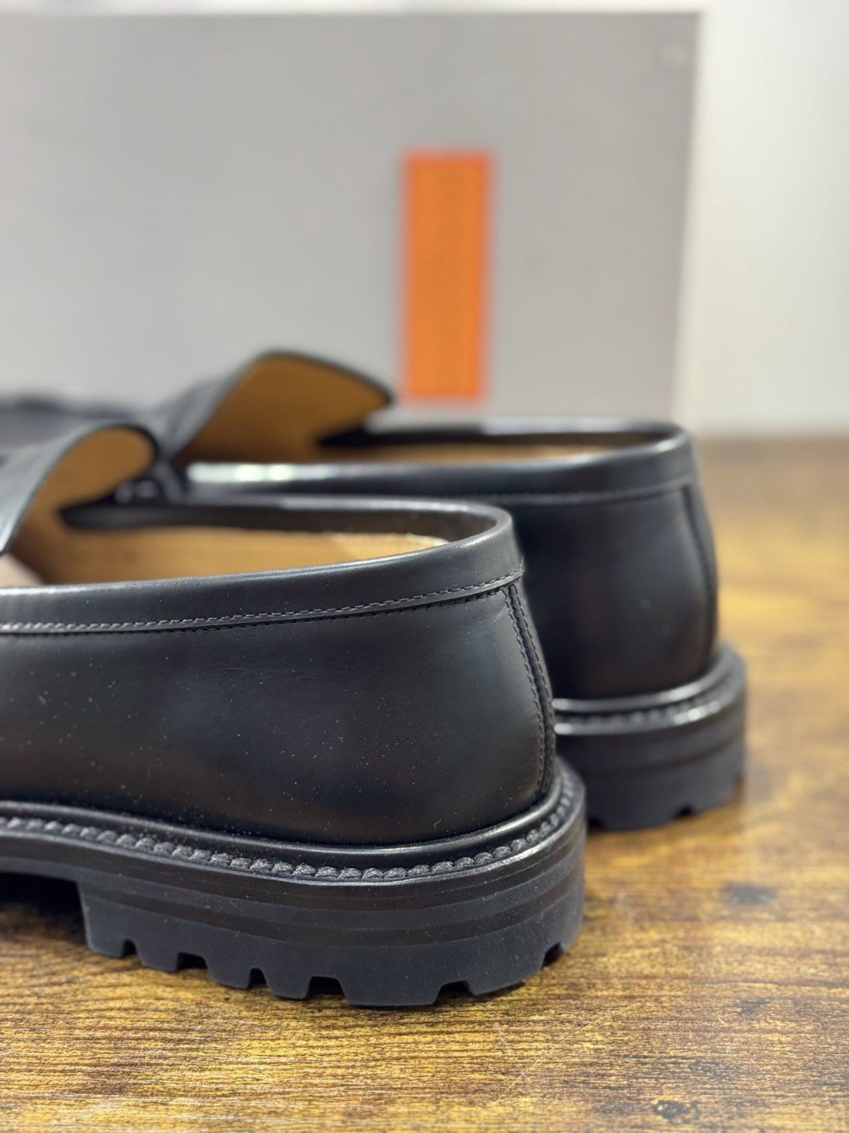 Henderson Baracco Mocassino Pelle Nero Luxury Handmade Commando Uomo 40