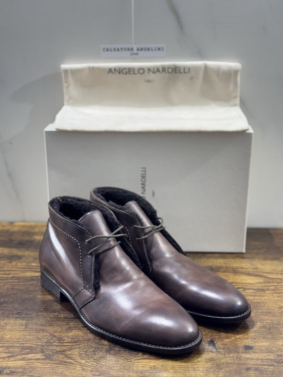 Angelo Nardelli 1951 Polacchino Pelle Testa Moro Pelliccia Interna Uomo 40