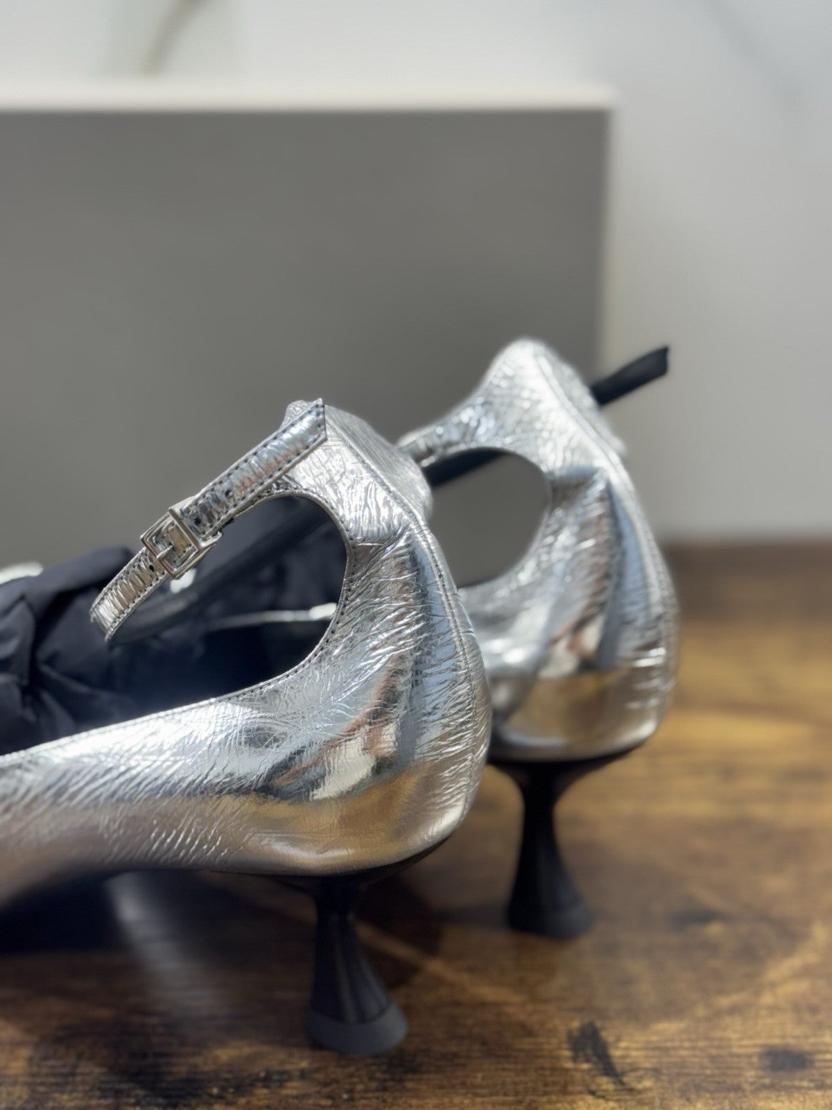 Sergio Levantesi Décolleté Pelle Nero Argento Luxury Made In Italy Donna 41