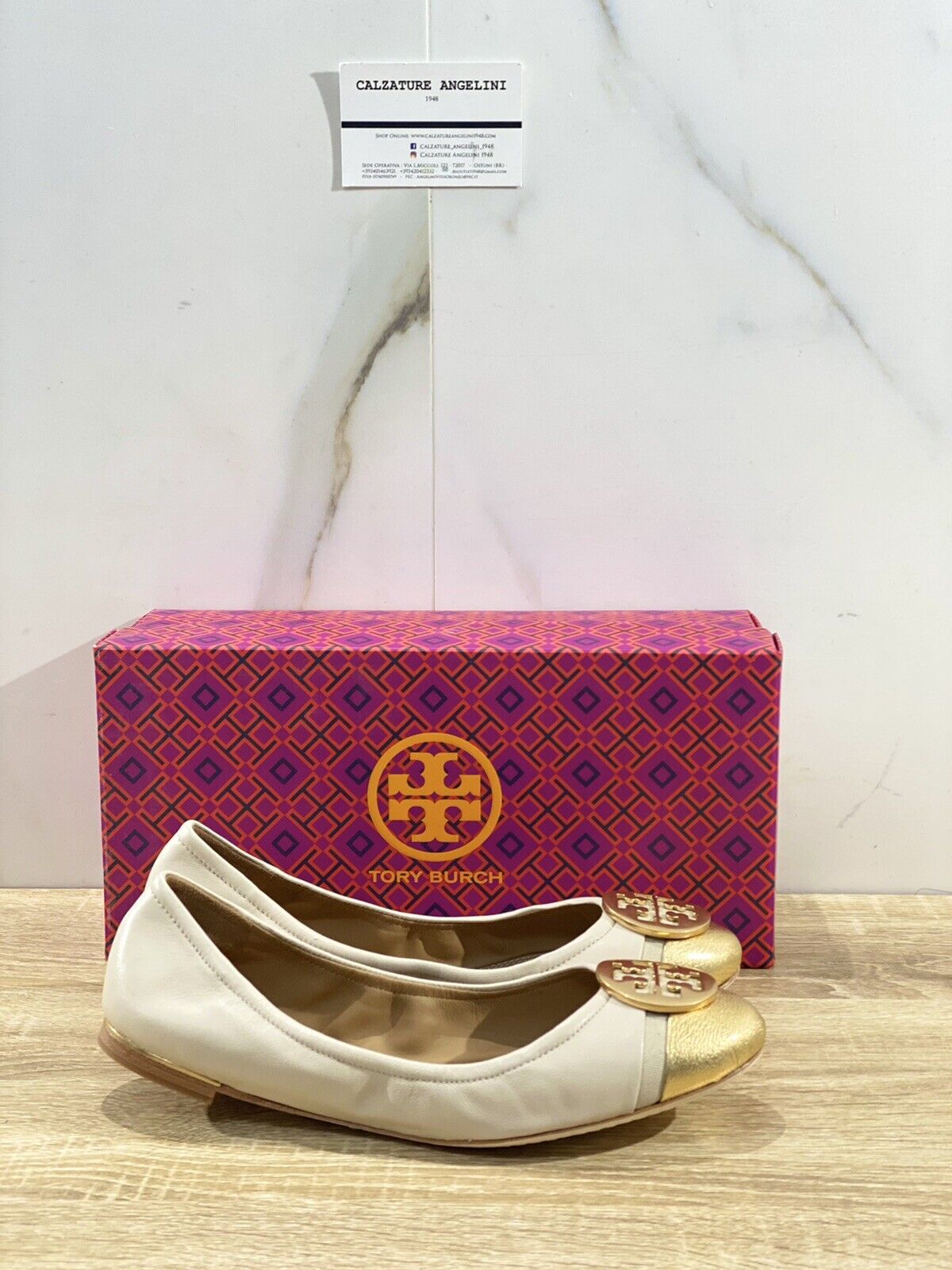 Tory Burch Minnie Cap Toe Ballet In Pelle Latte Luxury Woman Shoes 37.5