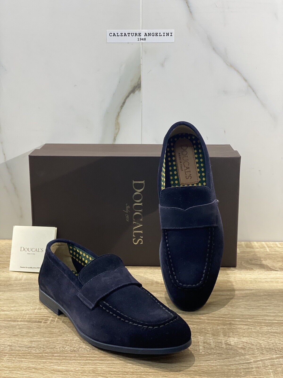 Doucal’s Mocassino Uomo Duke Suede Blu Ultra Flexible Luxury Men  40