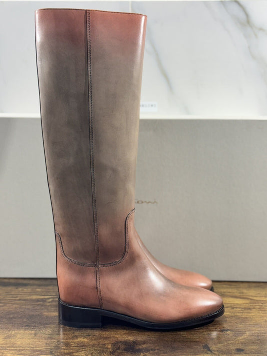 Santoni Stivali Donna In Pelle Anticata A Mano Luxury Woman Boot Santoni 39