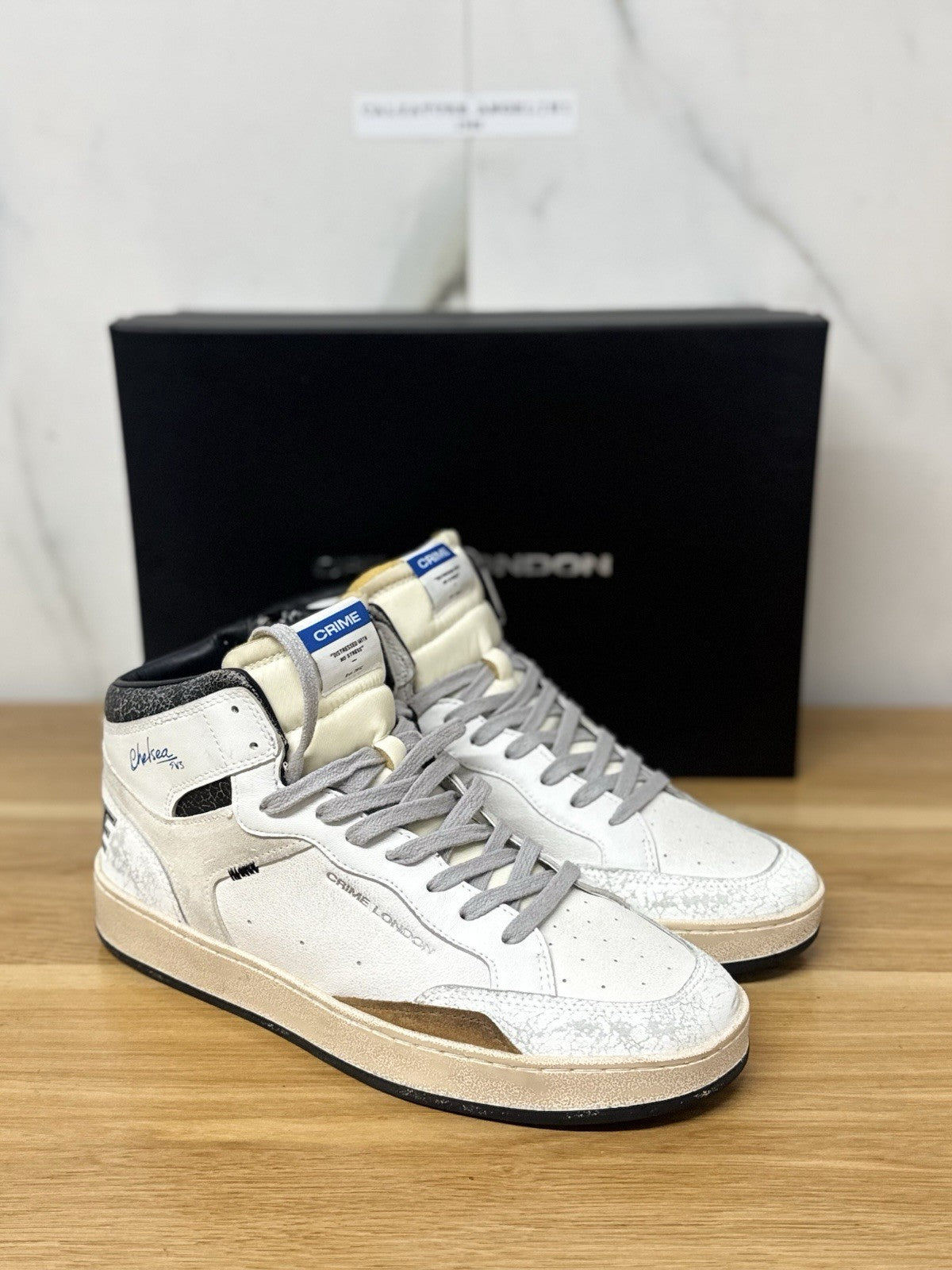 Crime London Sneaker Chelsea Casual Mid Pelle Bianca Uomo 41