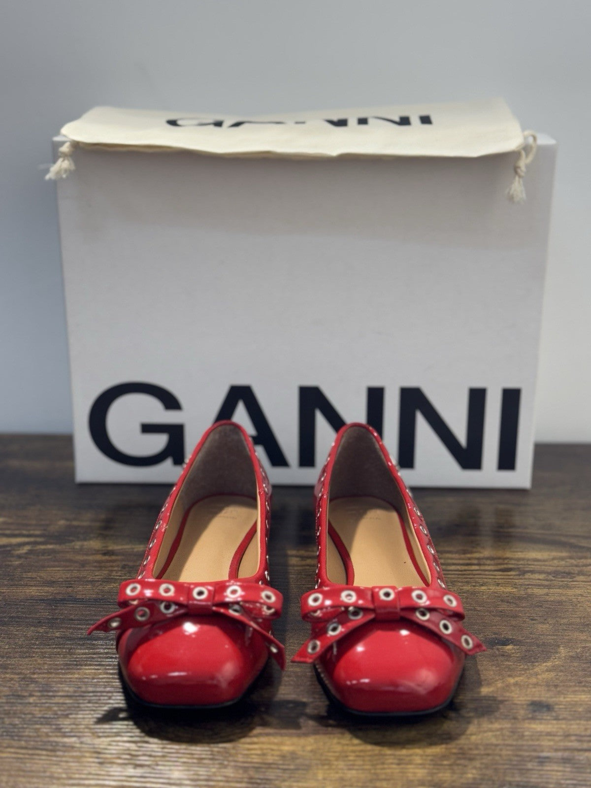 Ganni Ballerina  Rossa In Vernice Casual Ganni Scarpa Donna 36
