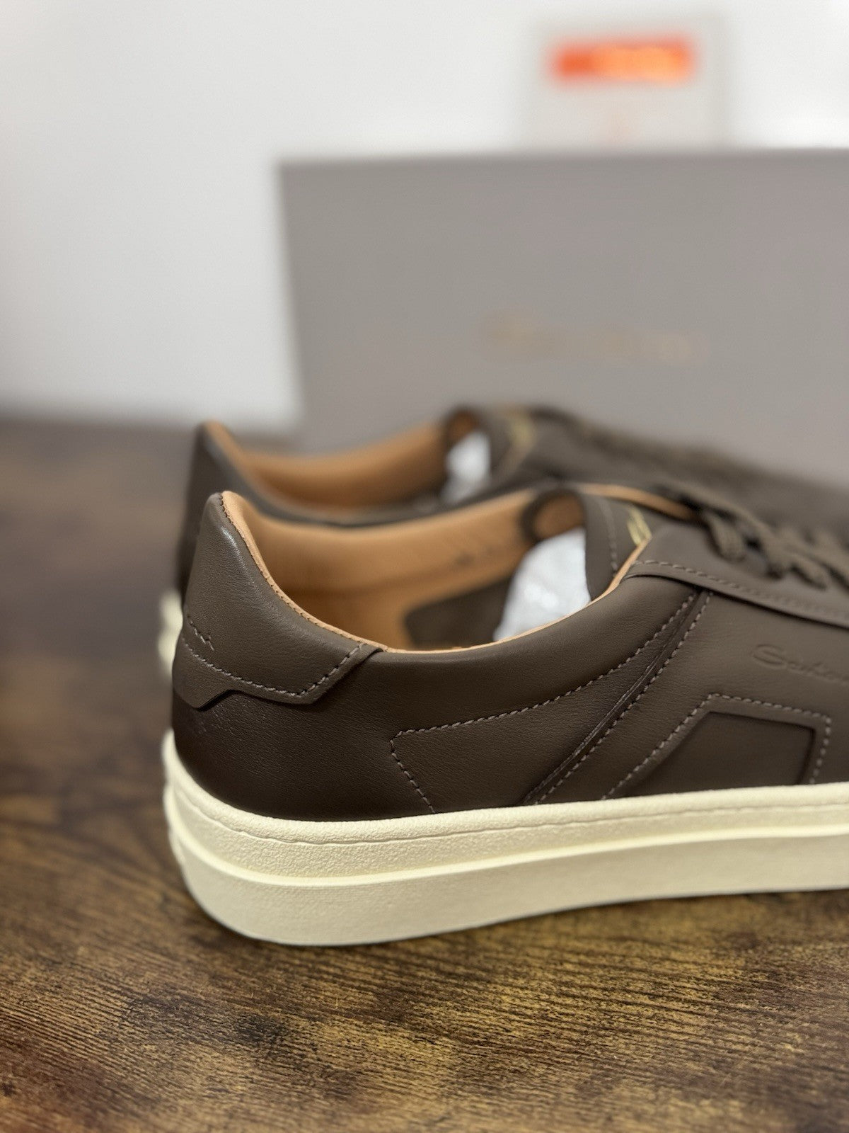 Santoni Sneaker Pelle Marrone Luxury Scarpa Santoni Uomo 45