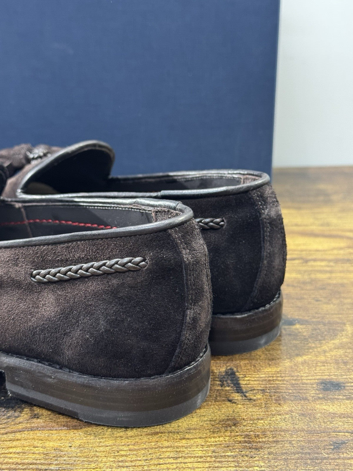 Claudio Marini Calzolaio Mocassino Fatto A Mano Suede Marrone Nappine Uomo 41