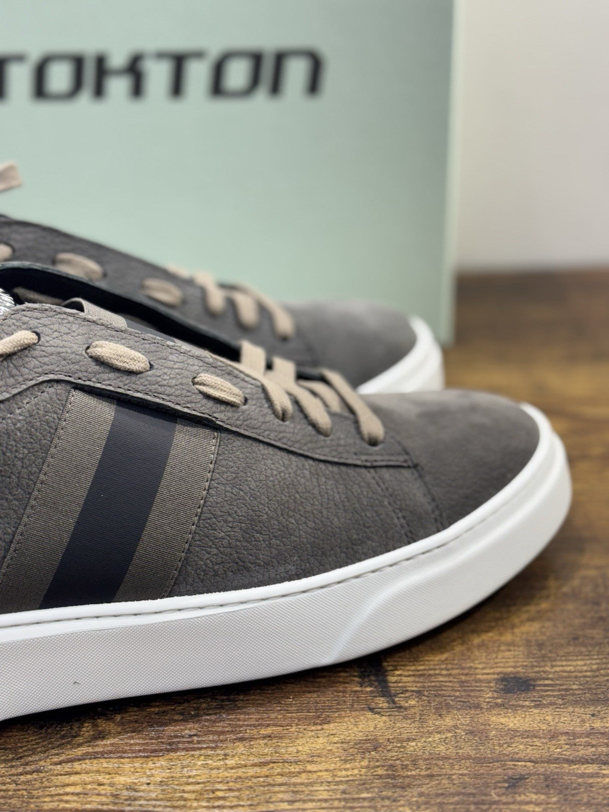 Stokton Sneaker Pelle Nabuk Grey 100% Made In Italy Uomo 45