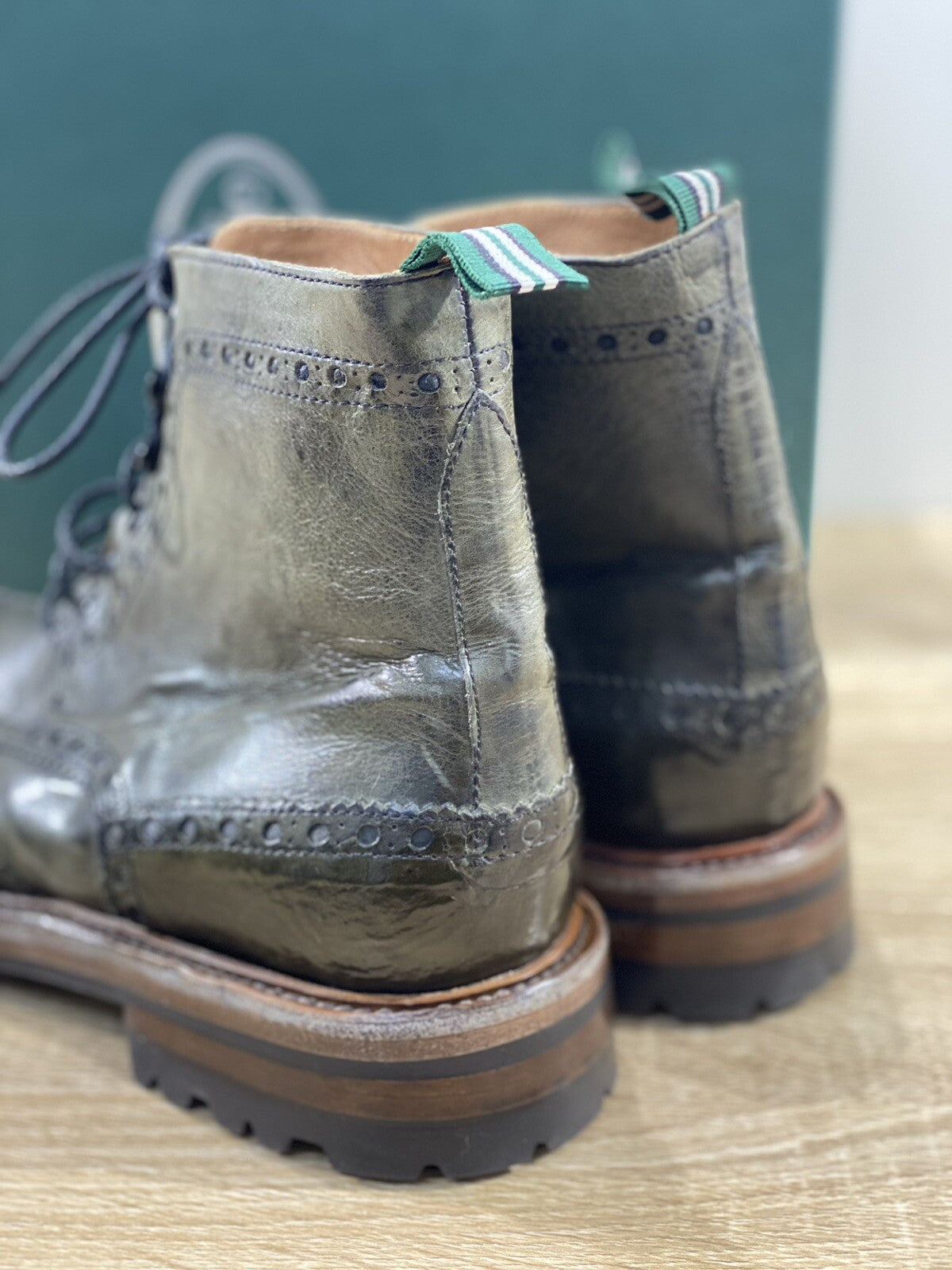 Green George Polacco uomo Pelle Washed Verdone Extra Light Roccia  boot 42