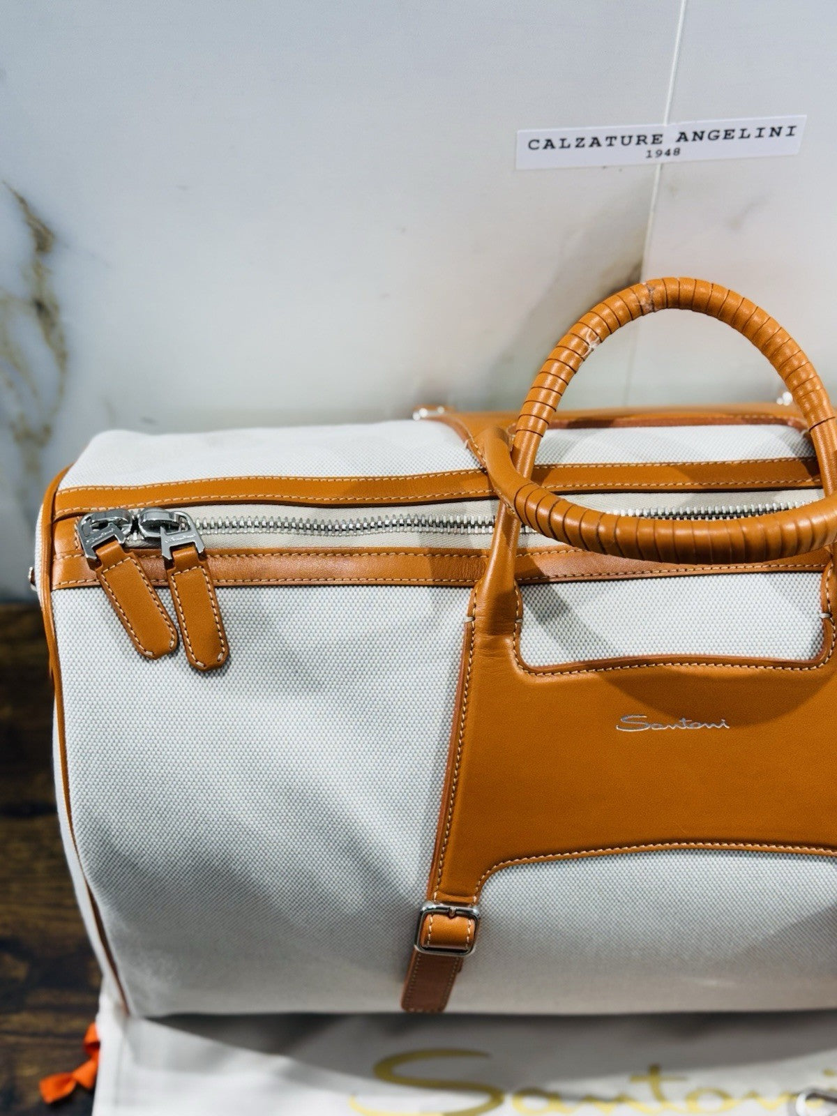 Borsone  Weekend Viaggio Santoni  Travel Bag Santoni Men Business Arancio