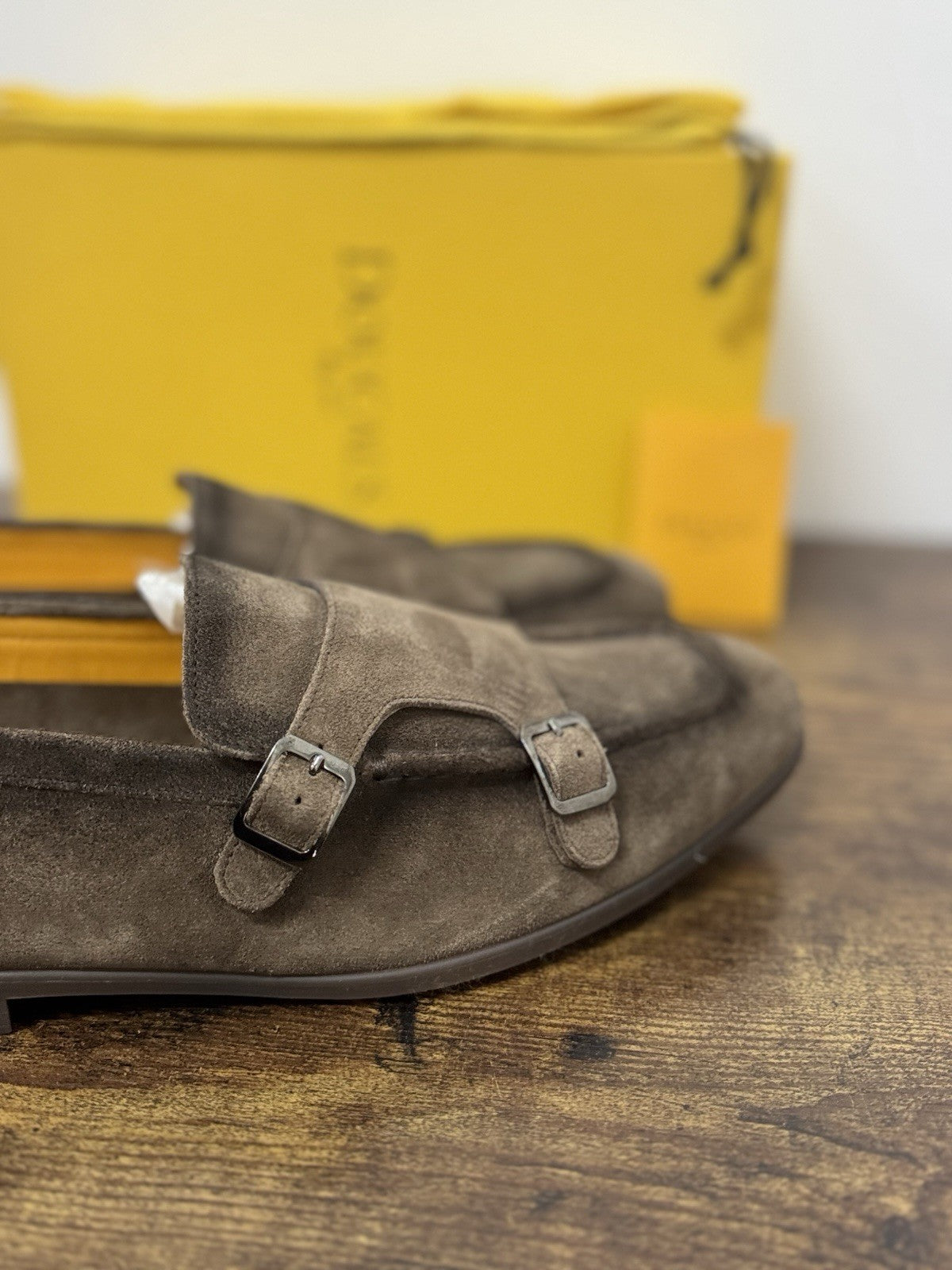 Doucal’s  Mocassino Doppia Fibbia Suede Brown Flexible  Casual Scarpa Uomo 43.5