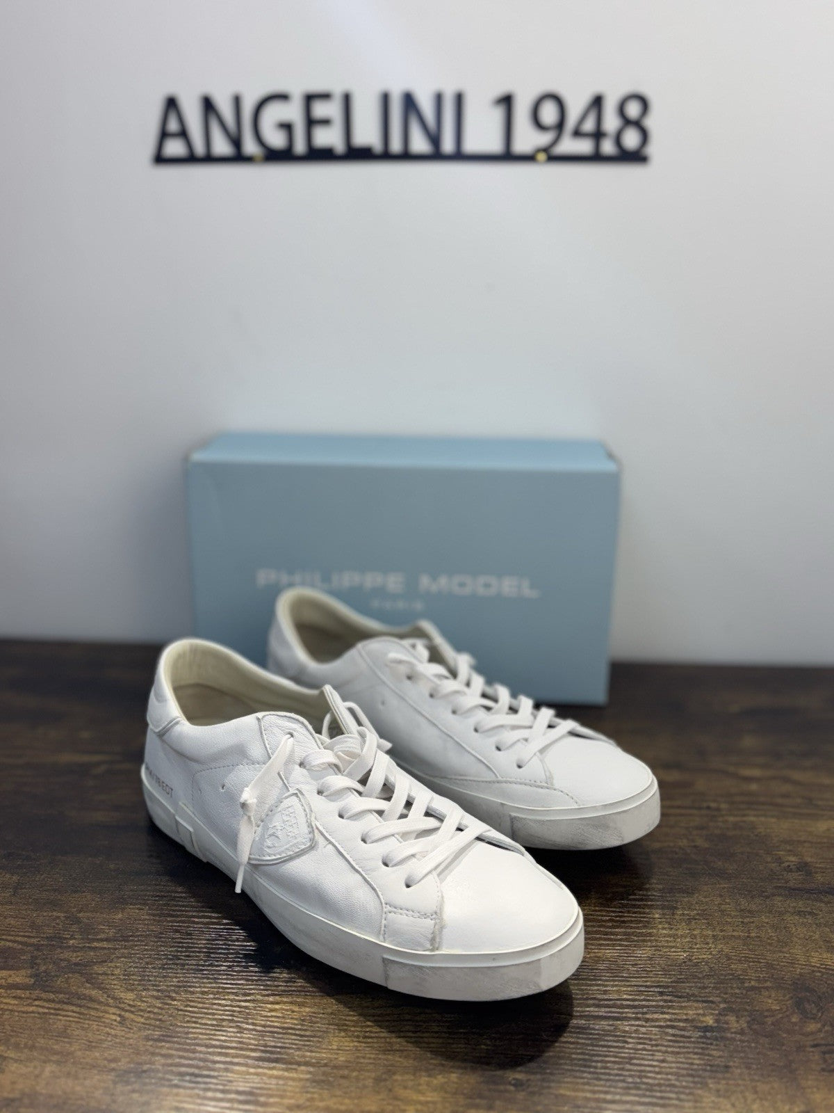 Philippe Model Paris Low Pelle Bianca  Casual Sneaker Uomo 45