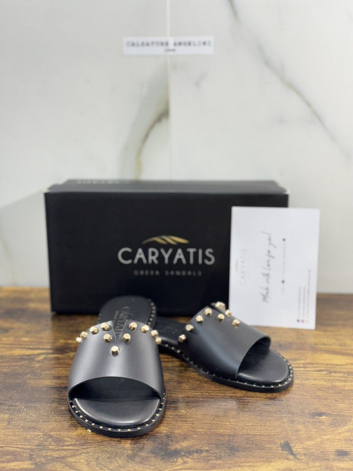 Caryatis Greek Sandal Donna Pelle Nero  Casual Original Greek Sandal 36