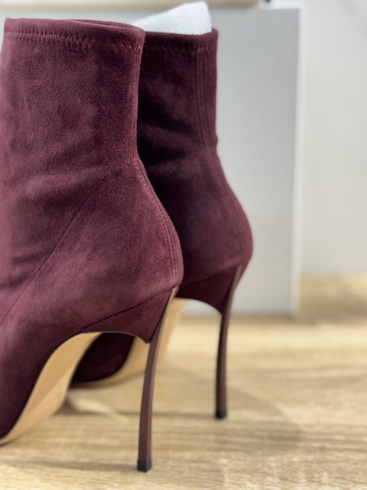 Casadei Blade  Stivaletto Suede Vinaccia  Luxury Casadei Woman Shoes 36
