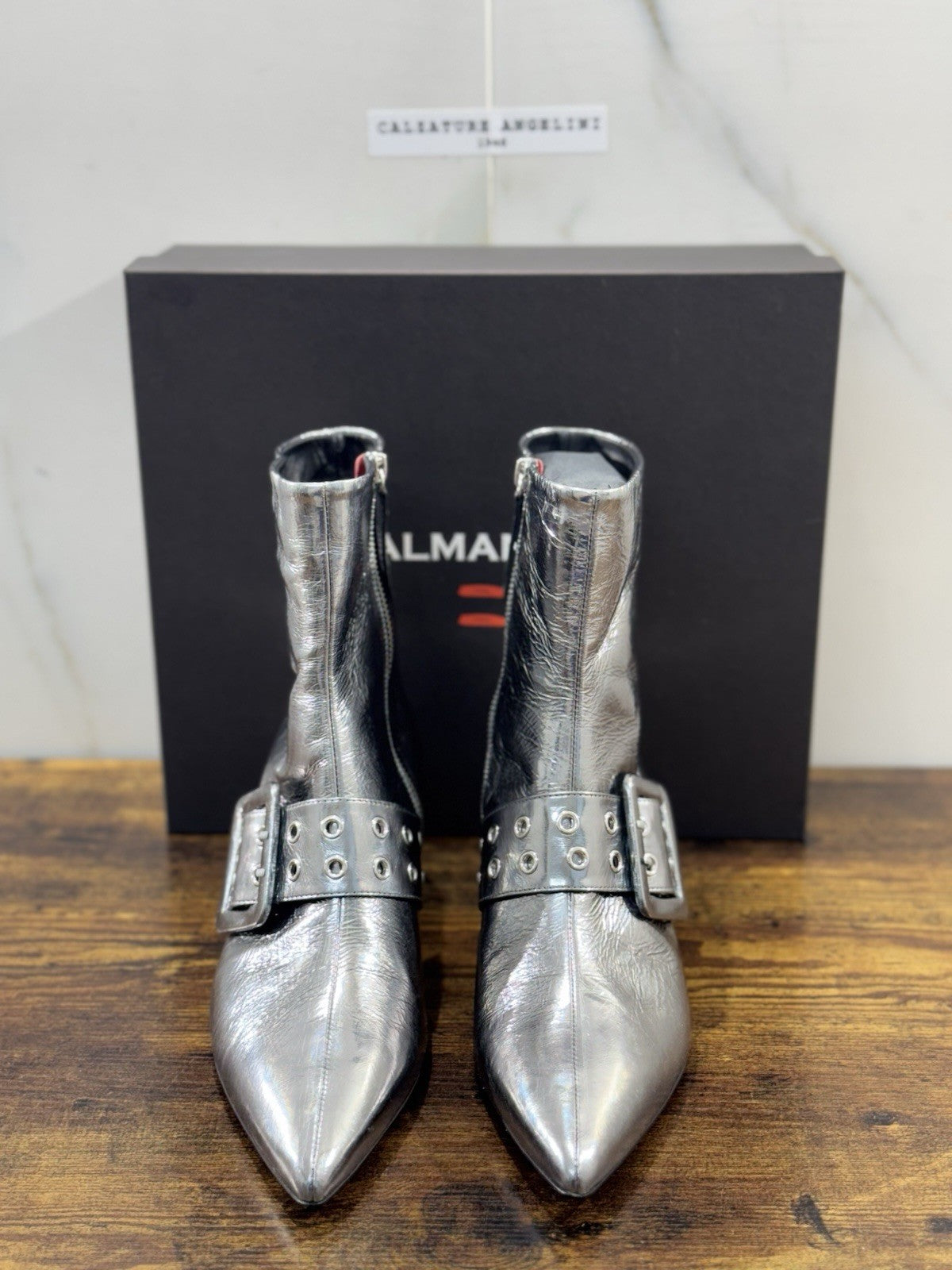 HALMANERA Stivaletto    Pelle Acciaio Con Tacco Luxury Made In Italy Donna 41