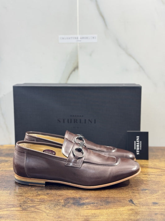 Sturlini Firenze Mocassino  Uomo Pelle Marrone Luxury Craftmanship Men Loafer 41