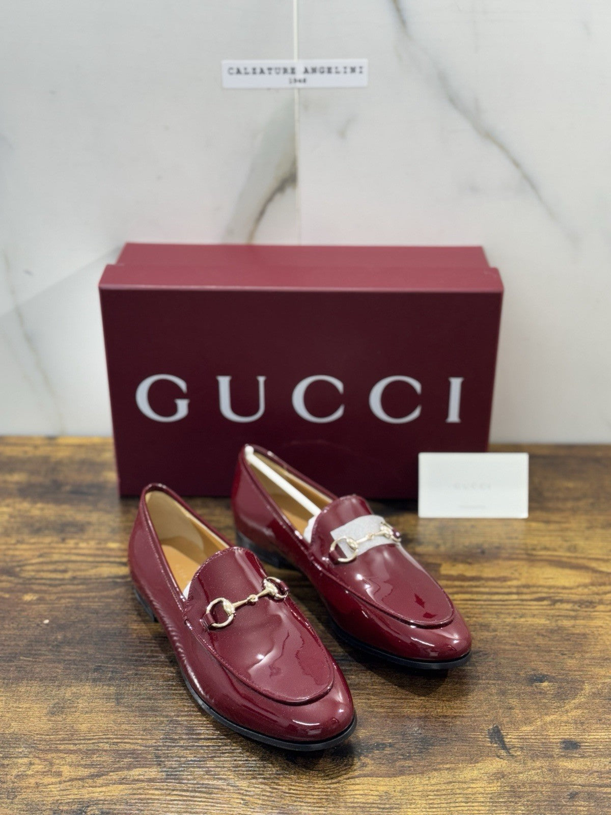 Gucci Mocassini Jordaan In Pelle Lucida Bordeaux Icon Gucci Donna 37.5