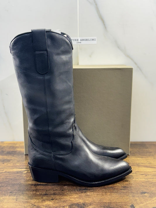 Duccio Del Duca Texano  Pelle Nero   Made In Italy Donna 36