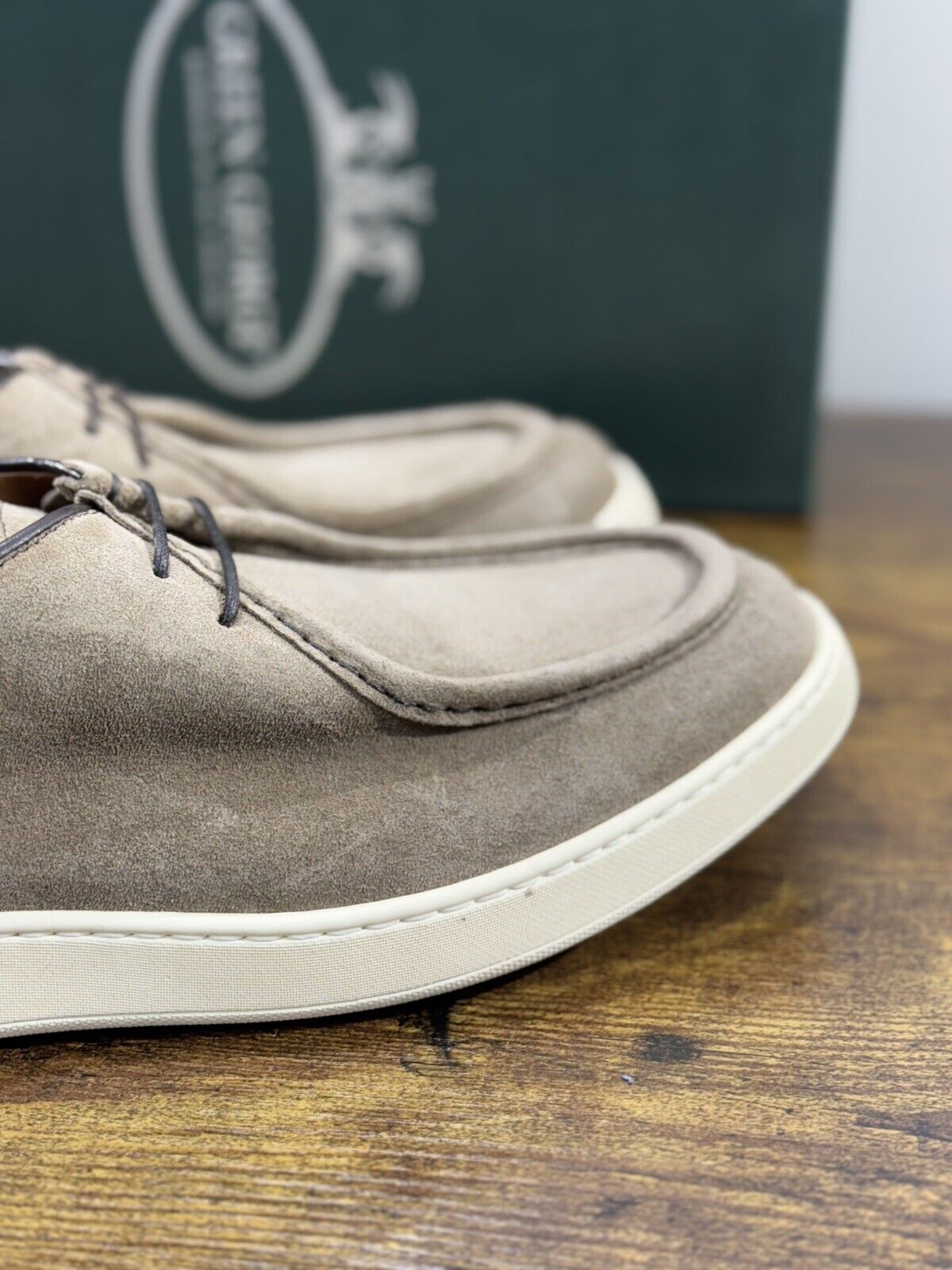 Green George Stringata Paraboot  Uomo  Suede Beige Luxury Handmade Men 40