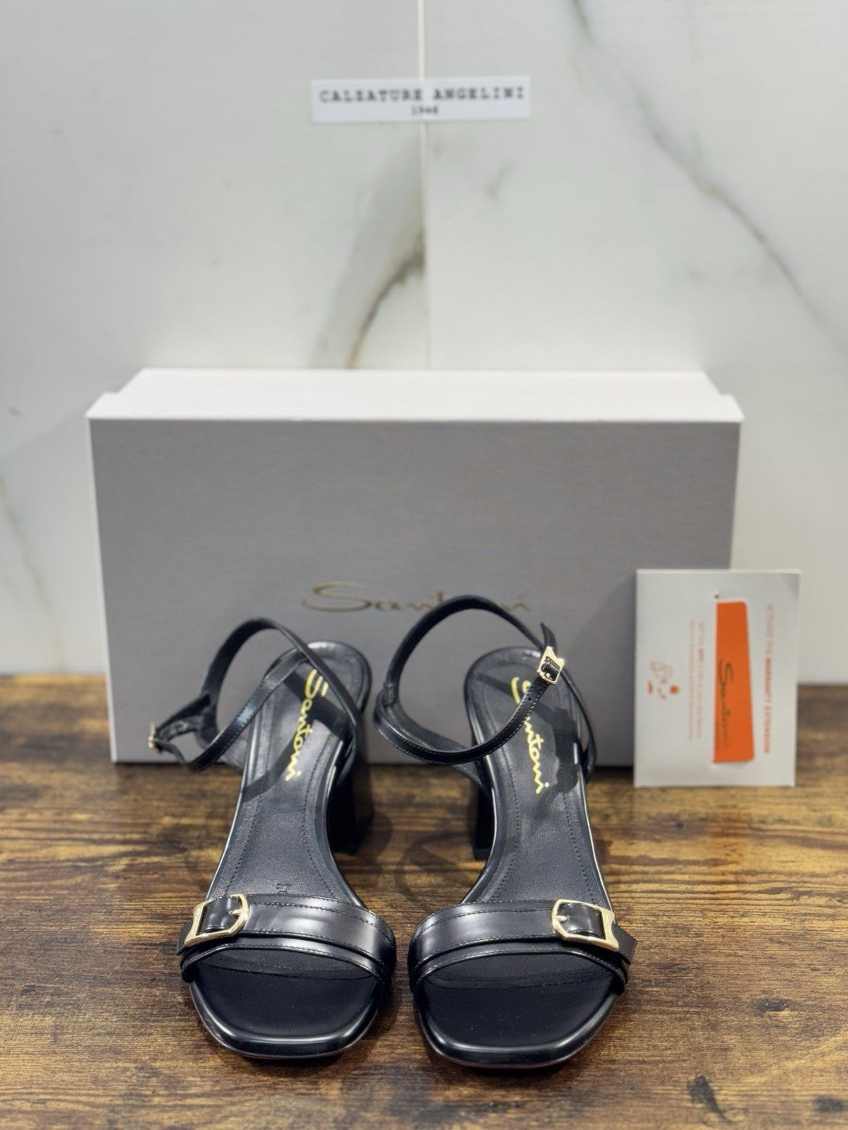 Santoni Sandalo Tacco  Pelle Nero   Luxury Santoni Scarpe Donna 38