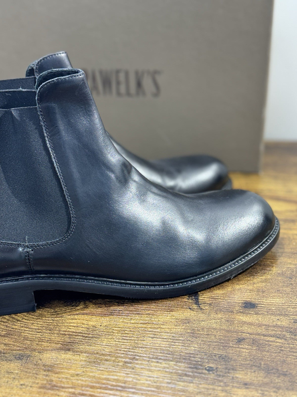 Pawelk’s Chelsea Boot Uomo Pelle Nera Hand  Made In Italy 45