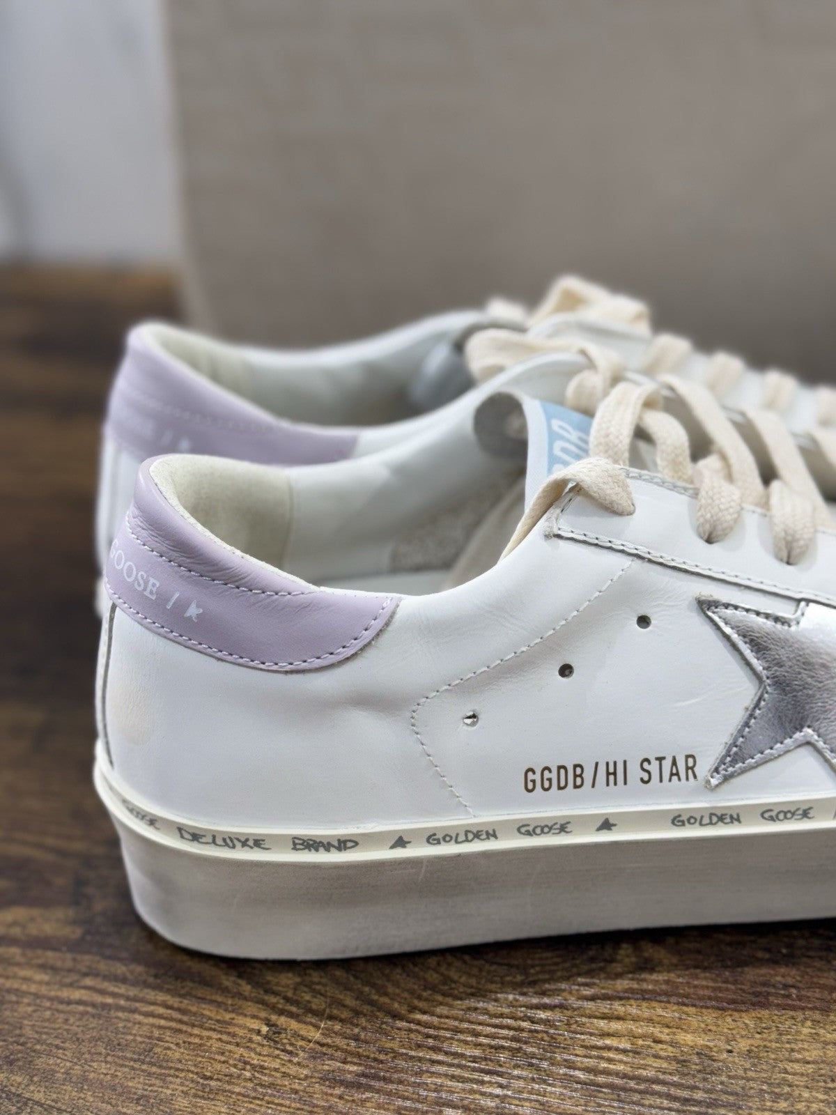 Golden Goose Hi Star Pelle Bianca Lilac Luxury Sneaker Golden Goose Donna 40