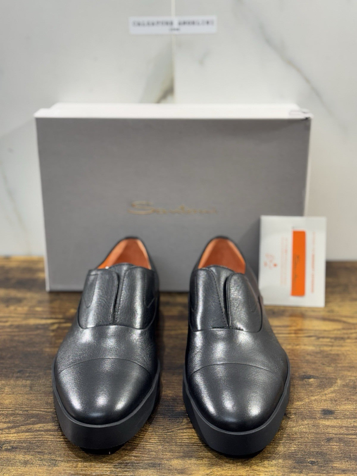 Santoni Scarpa Uomo Pelle Nero  No Lace Luxury Santoni Uomo 44.5