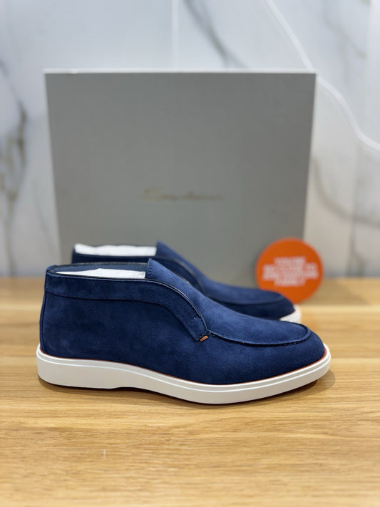 Santoni Polacchino  Summer Walk Suede Blu Luxury Santoni Scarpe Uomo 40