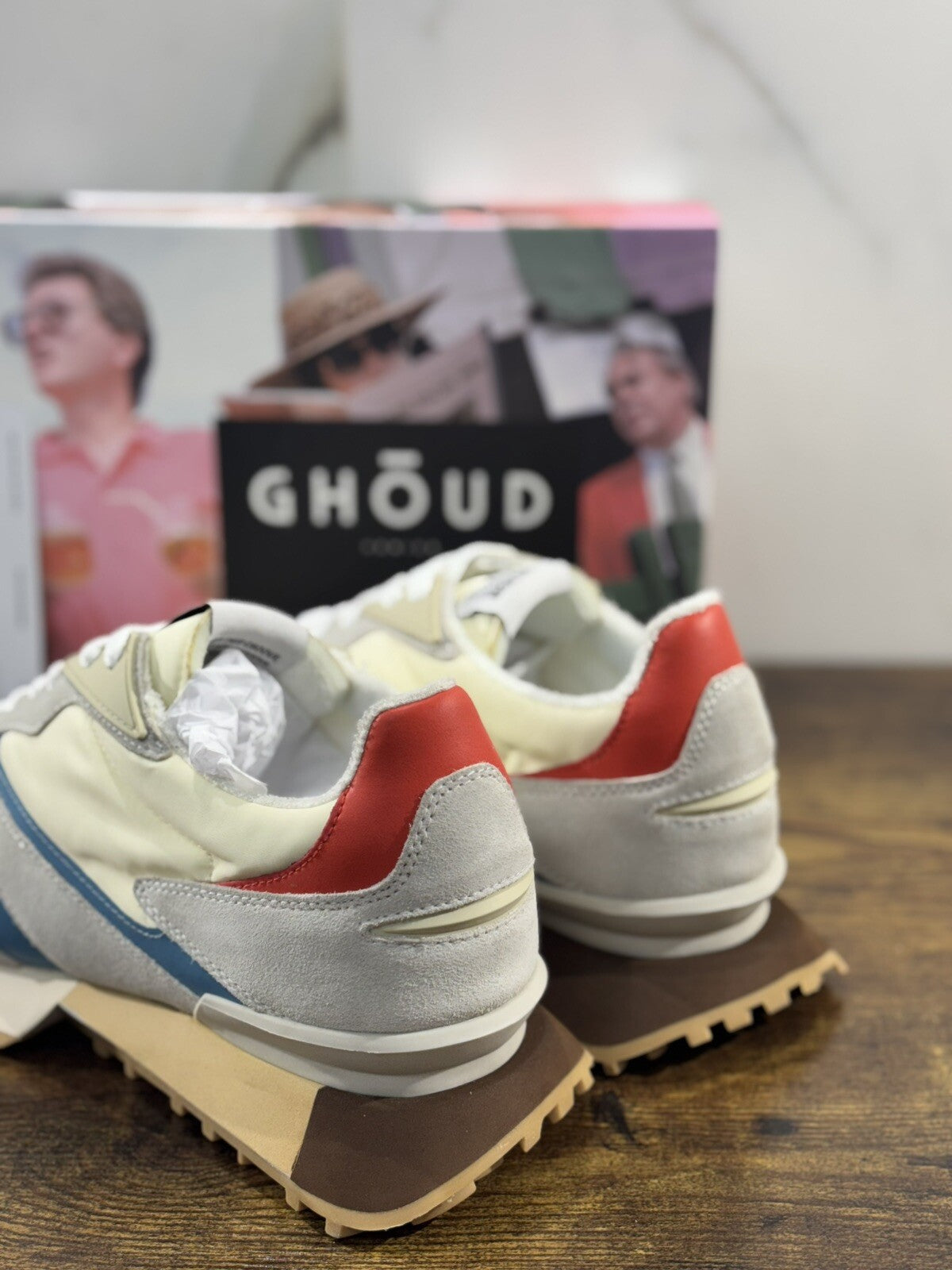 Ghoud Rush Sneaker Uomo Casual Men Sneaker Ghoud Suede Nylon Crema 44