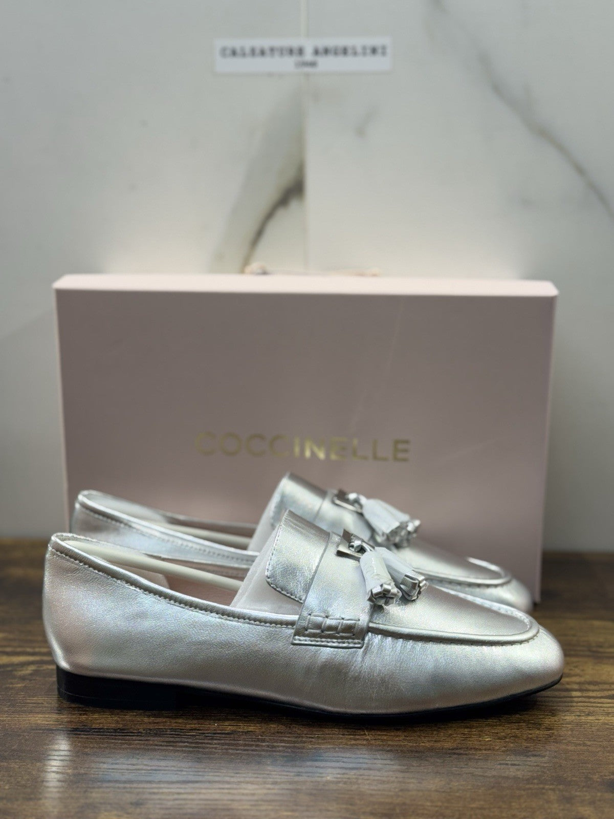 Coccinelle Mocassino Pelle Argento Casual Scarpa Coccinelle Donna 40