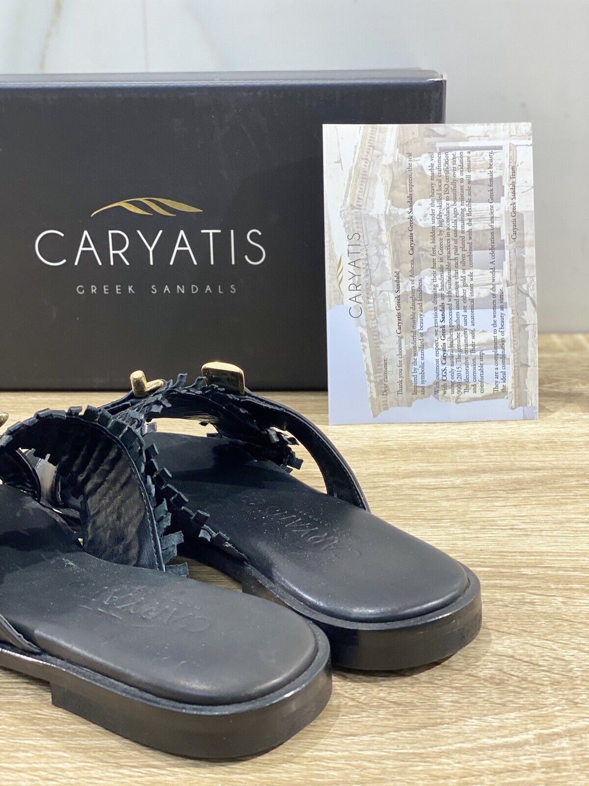 Caryatis Sandalo Donna Greek Original Sandals Pelle Nero 36