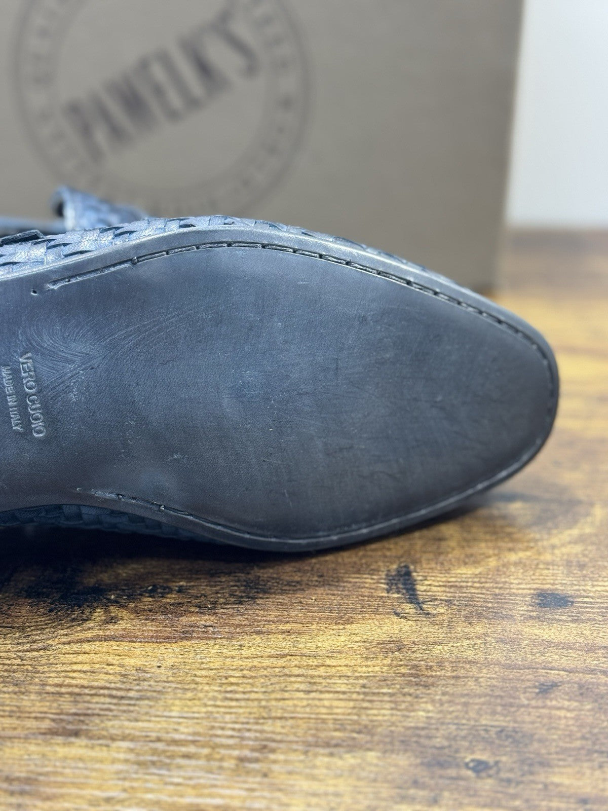 Pawelk’s Mocassino    Uomo Pelle Blu      Hand   Made  In Italy Intrecciato 44