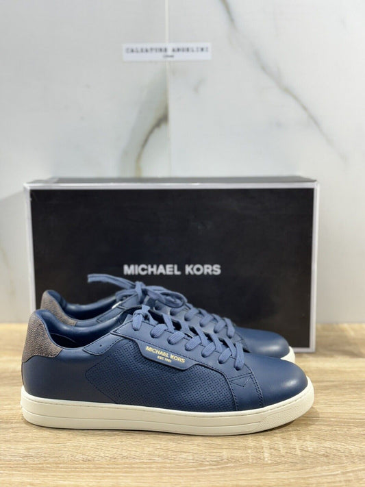 Michael Kors Sneaker Uomo Keating Lace Up Pelle Blu Casual Men Shoes 43.5