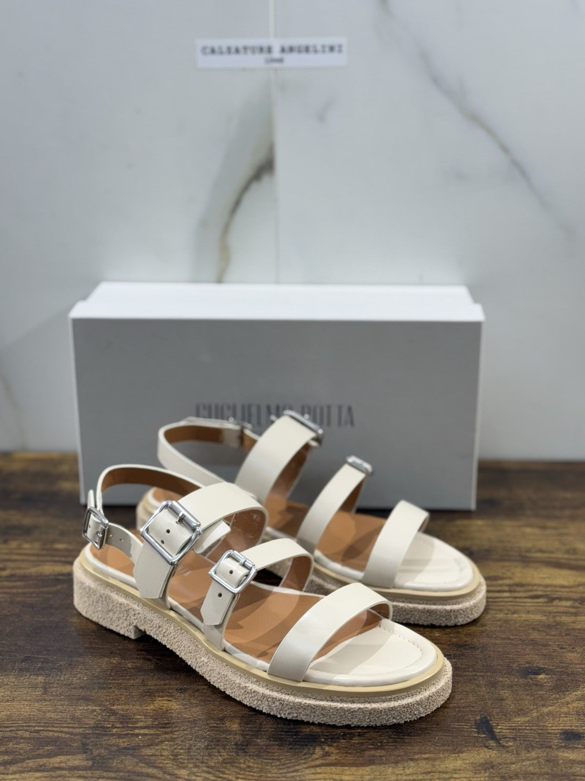 Guglielmo Rotta Sandalo Pelle  Beige Top Quality Made In Italy Donna 39