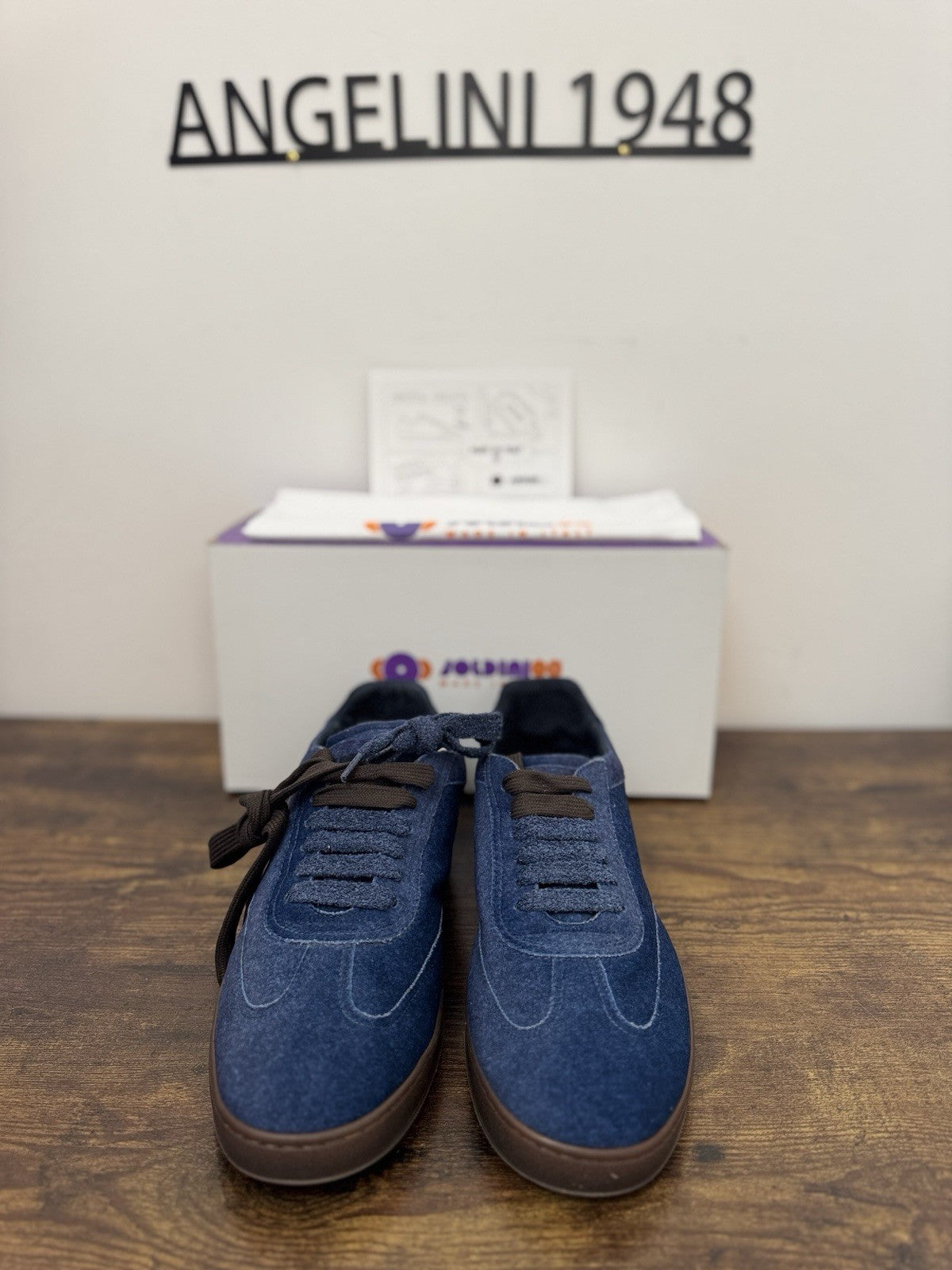 Soldini Sneaker Cachemere  Blu  100% Made In Italy Causal Uomo 44