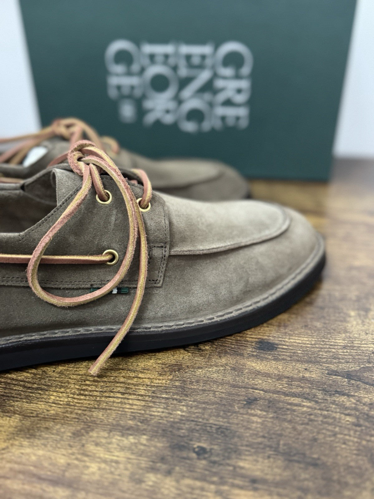 Green George Mocassino Barca Suede Tortora  Handmade In Italy Uomo 42