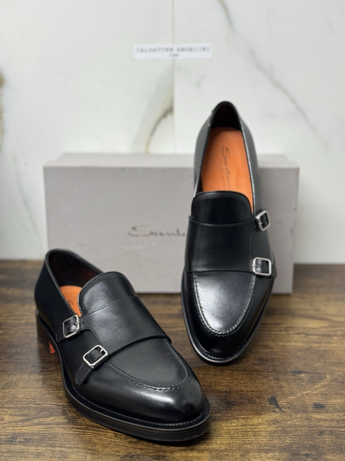 Santoni Doppia Fibbia Peppe Nera Goodyear Luxury Santoni Men Shoes 44