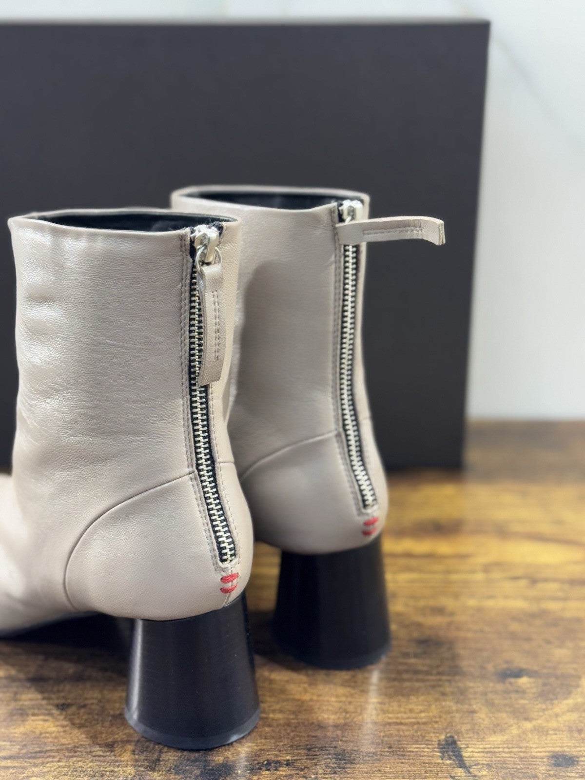 HALMANERA Stivaletto    Pelle Tortora   Con Tacco Luxury Made In Italy Donna 40