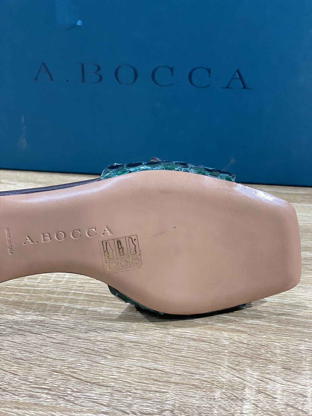 A.bocca Sandalo Donna AB2102 In Pelle Verde  Luxury Sandal Woman 37