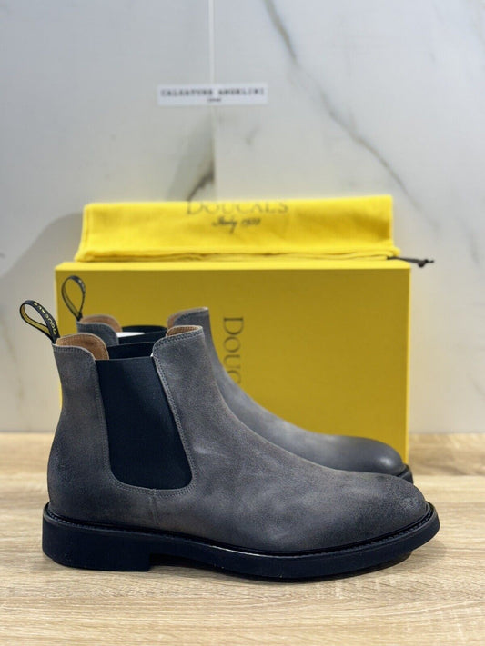 Doucal’s Chelsea Boot   Pelle Suede Grey    Luxury Men Doucal’s Shoes Boot 40