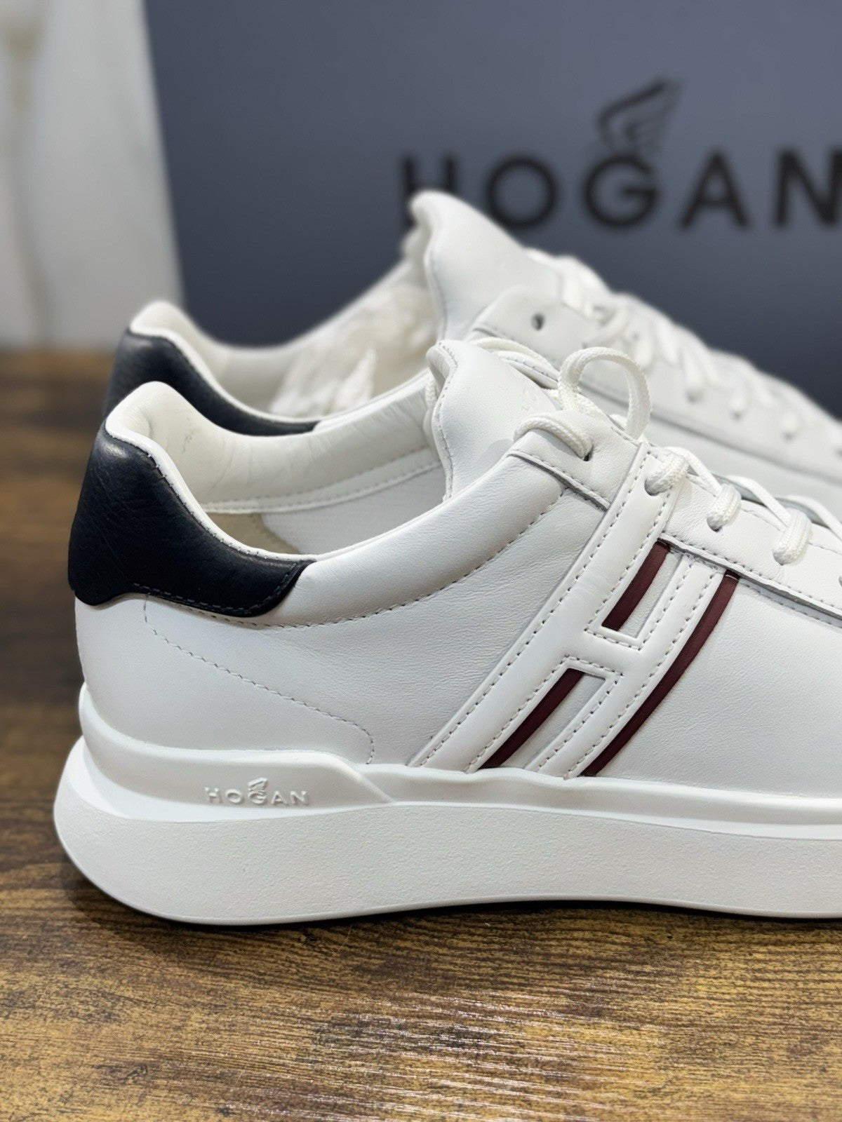 Hogan H580  sneaker Pelle Bianco  memory foam Luxury HoganShoes Uomo 43