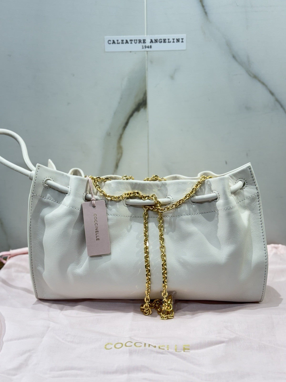 Coccinelle Borsa  Isabela Bianca  100% Pelle Made In Italy Donna Tracolla Oro