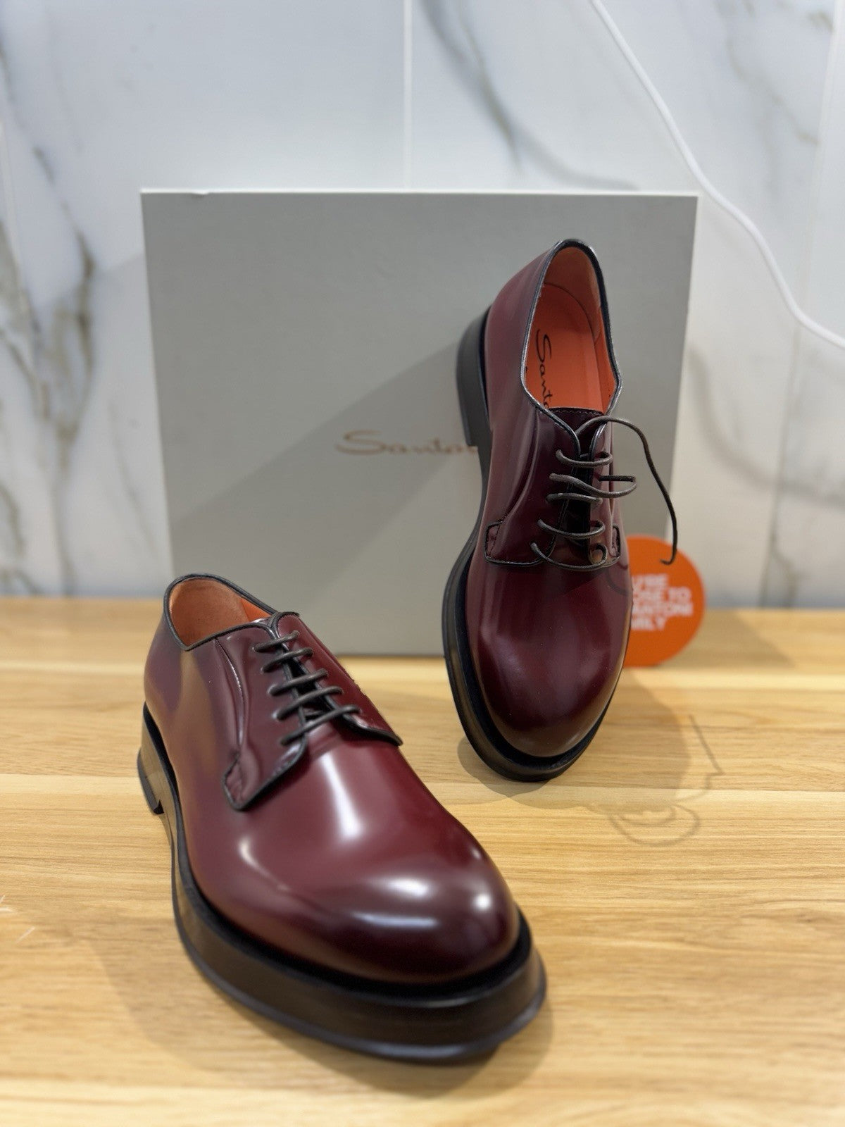 Santoni Derby Pelle Bordo’ Spazzolato Luxury Santoni Scarpa Uomo 41