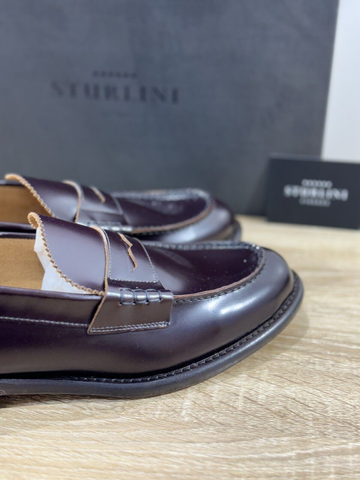 Sturlini Firenze Mocassino  Uomo Pelle Bordo’ Luxury Craftmanship Men Loafer 42