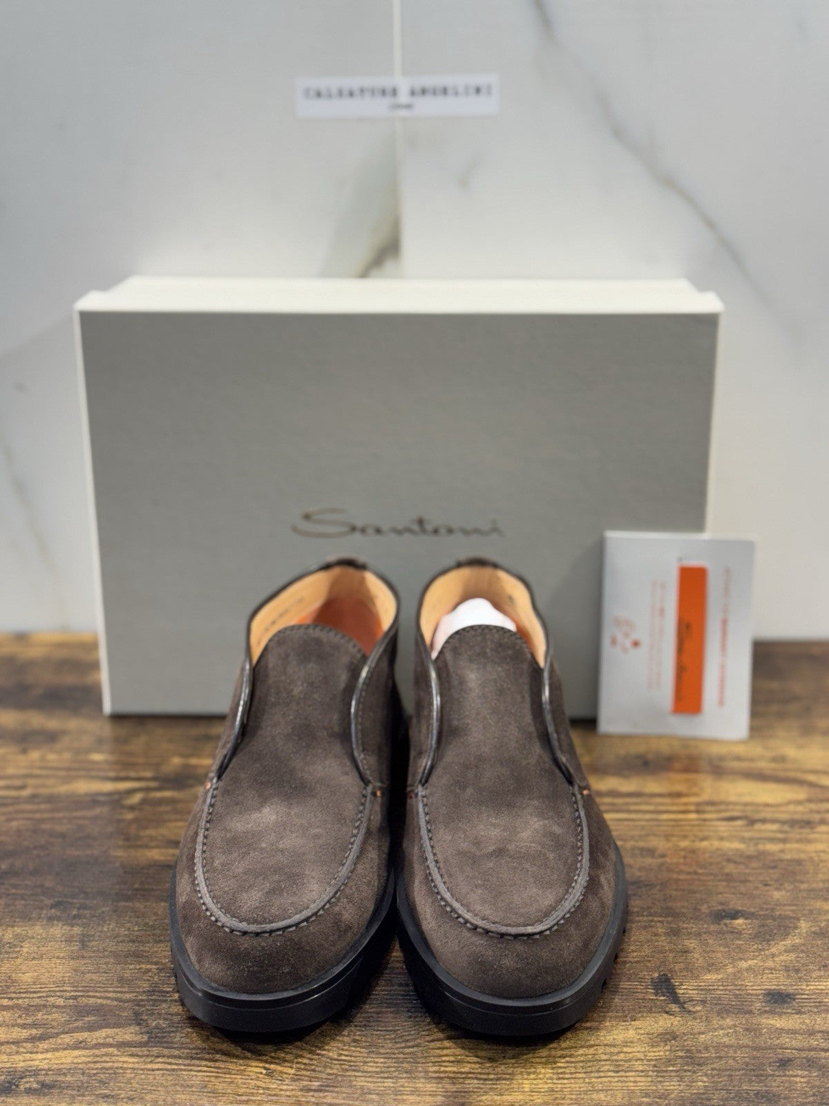 Santoni Polacco Open Walk Suede Marrone  Luxury Santoni Uomo 39