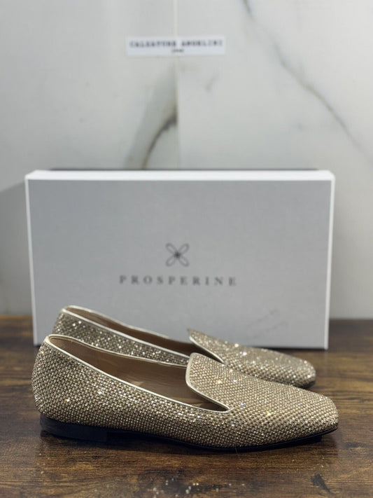 Prosperine mocassino donna in Oro  Strass      luxury made in italy 37