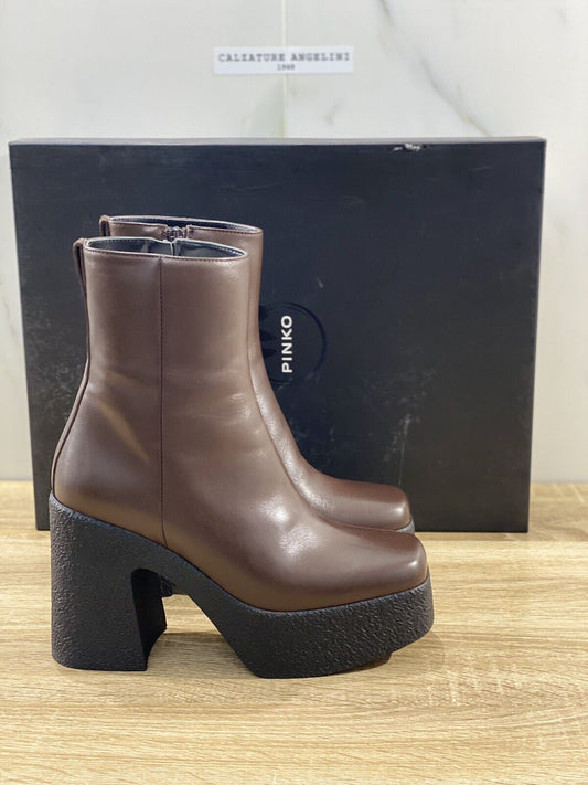 Pinko Stivaletto donna coriandolo in pelle Marrone luxury pinko boot woman 40