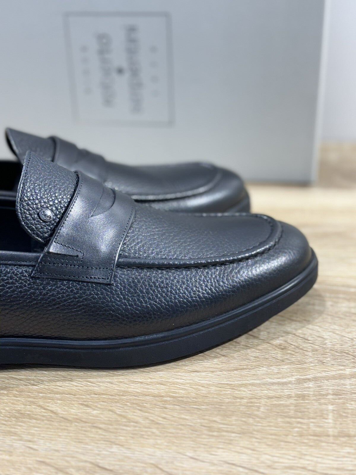 Roberto Serpentini Scarpa Uomo Mocassino Pelle Nero Luxury Handmade 44
