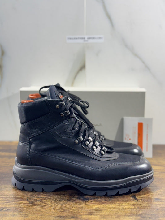 Santoni Mountain Boot Uomo Pelle Nero Gore Tex System Luxury Men Boot 42.5