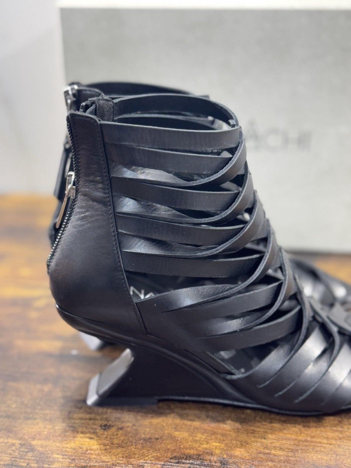 Elena Iachi Sandalo   Pelle Nero Zeppa   Luxury Woman  Shoes Donna 41
