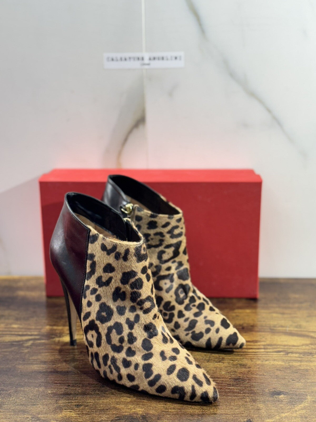 Pura Lopez Stivaletto Donna Pelle Nero   Leopard Casual Shoes 40